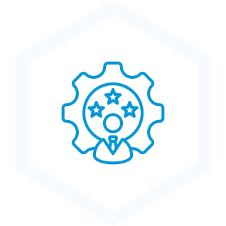 Enthusiastic person inside a gear symbol