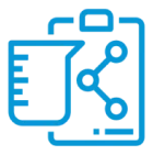 Beaker and clipboard icon with diagram
